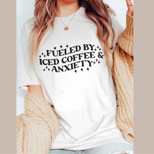 NEW Ice coffee anxiety Funny Adult graphic t shirt